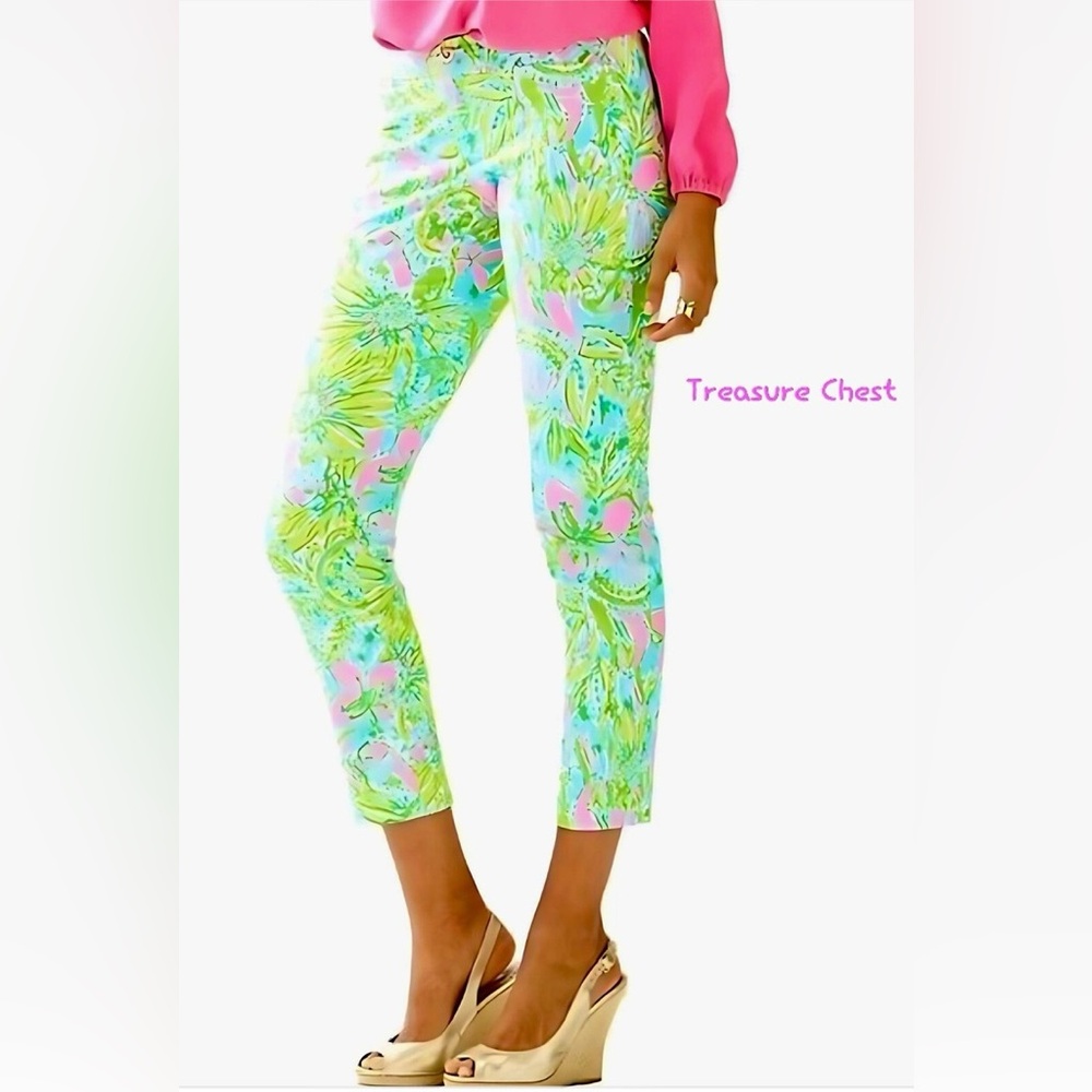Lilly Pulitzer Kelly Skinny Ankle Pants in Coconut Jungle, Sz 0
